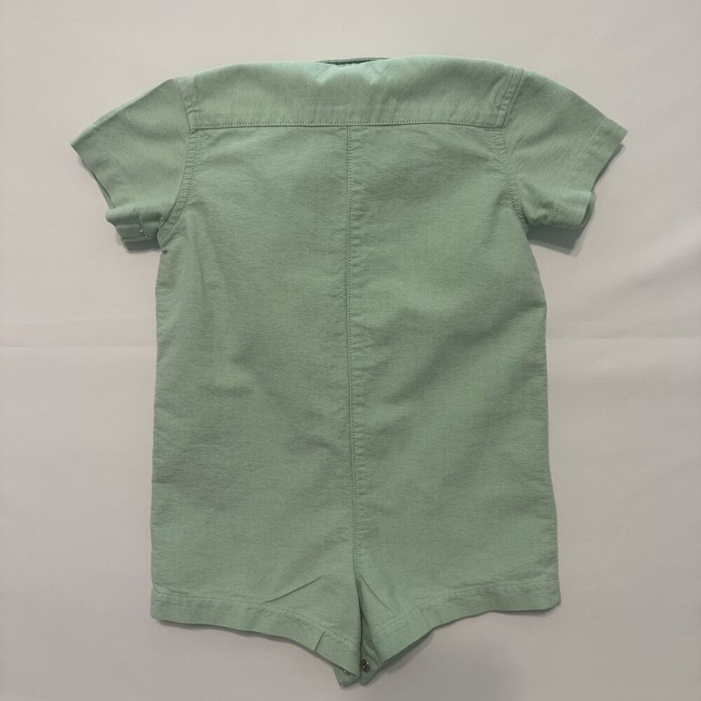Ralph Lauren Vintage Boys Green Oxford Pony Logo Button Down Romper, Green ,12M - Picture 6 of 10